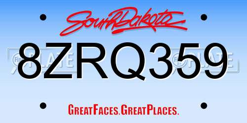 8ZRQ359 South Dakota License Plate