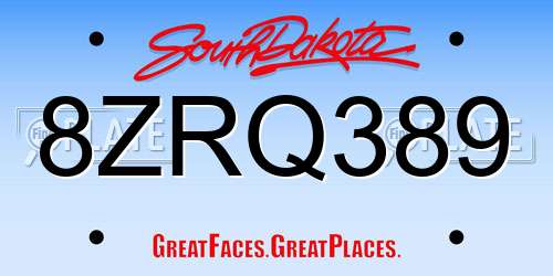 8ZRQ389 South Dakota License Plate