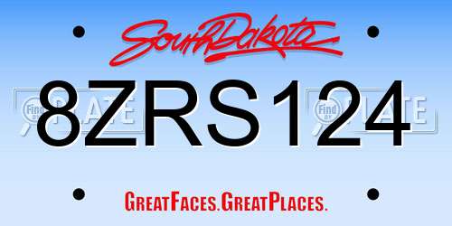 8ZRS124 South Dakota License Plate