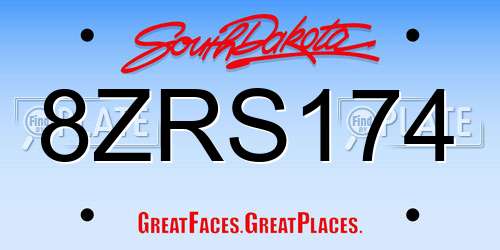 8ZRS174 South Dakota License Plate