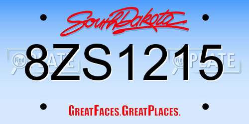 8ZS1215 South Dakota License Plate