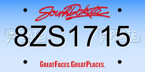 8ZS1715 South Dakota License Plate