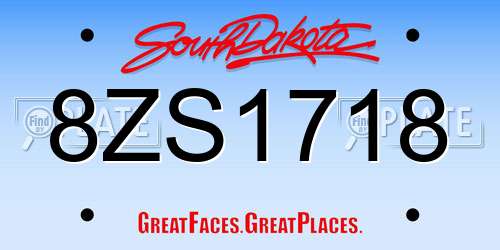 8ZS1718 South Dakota License Plate