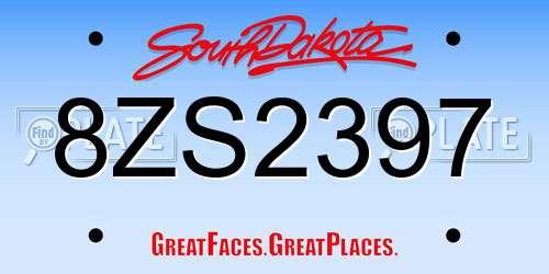 8ZS2397 South Dakota License Plate