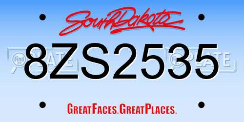 8ZS2535 South Dakota License Plate