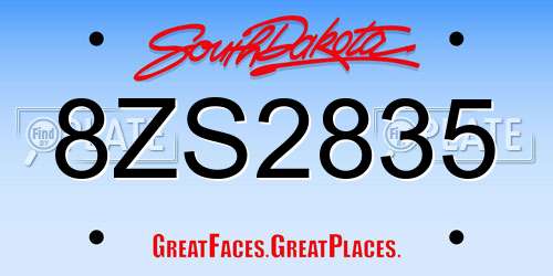 8ZS2835 South Dakota License Plate