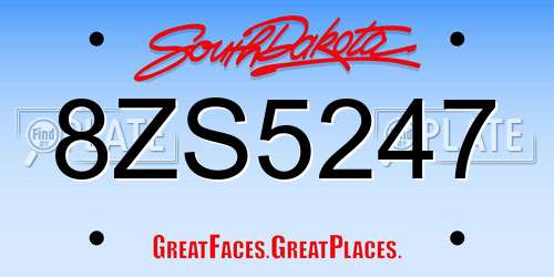 8ZS5247 South Dakota License Plate