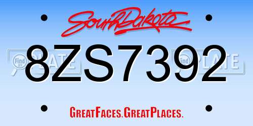 8ZS7392 South Dakota License Plate