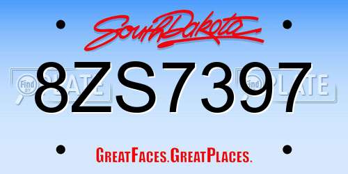 8ZS7397 South Dakota License Plate