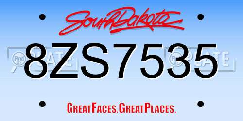 8ZS7535 South Dakota License Plate