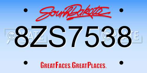 8ZS7538 South Dakota License Plate
