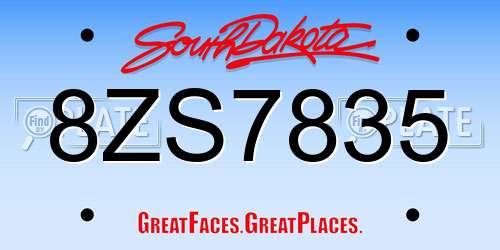 8ZS7835 South Dakota License Plate