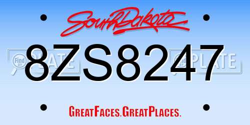 8ZS8247 South Dakota License Plate