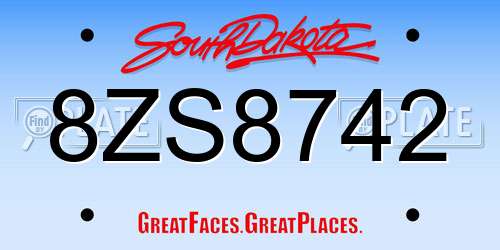 8ZS8742 South Dakota License Plate