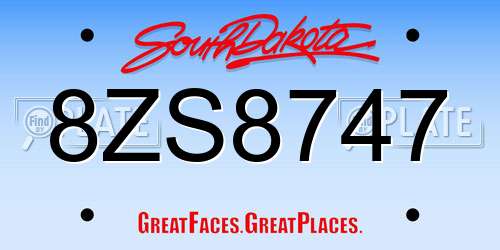 8ZS8747 South Dakota License Plate
