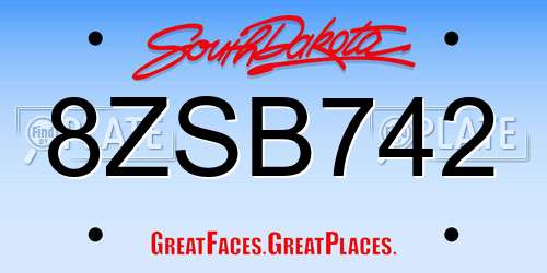 8ZSB742 South Dakota License Plate