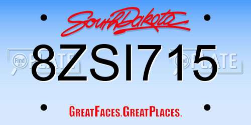 8ZSI715 South Dakota License Plate