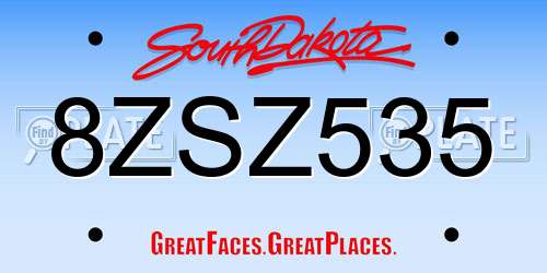 8ZSZ535 South Dakota License Plate