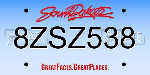 8ZSZ538 South Dakota License Plate
