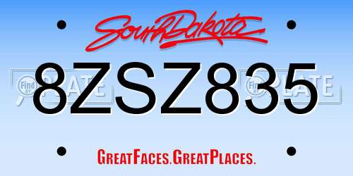 8ZSZ835 South Dakota License Plate