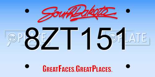 8ZT151 South Dakota License Plate