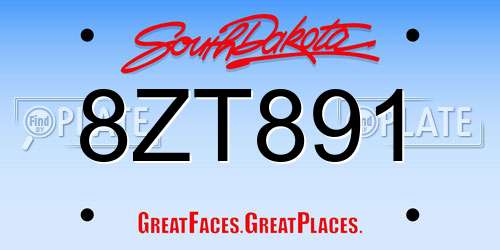 8ZT891 South Dakota License Plate
