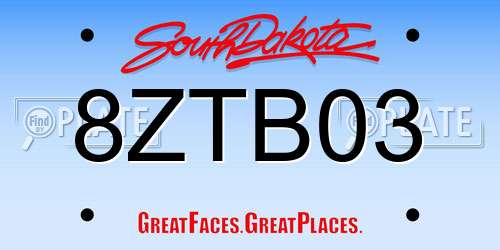 8ZTB03 South Dakota License Plate