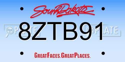 8ZTB91 South Dakota License Plate