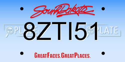 8ZTI51 South Dakota License Plate