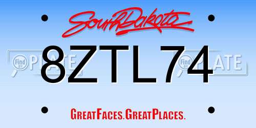 8ZTL74 South Dakota License Plate