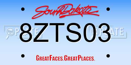 8ZTS03 South Dakota License Plate