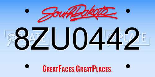 8ZU0442 South Dakota License Plate