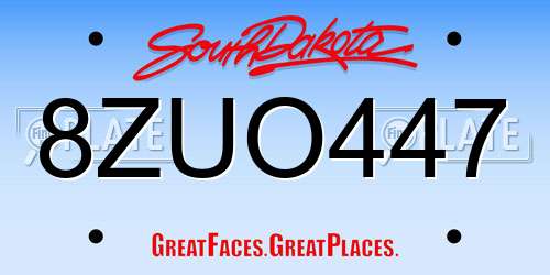8ZUO447 South Dakota License Plate