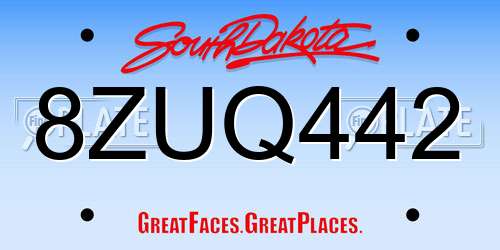 8ZUQ442 South Dakota License Plate