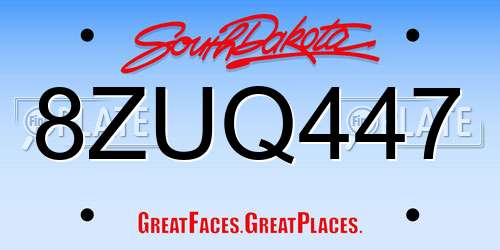 8ZUQ447 South Dakota License Plate