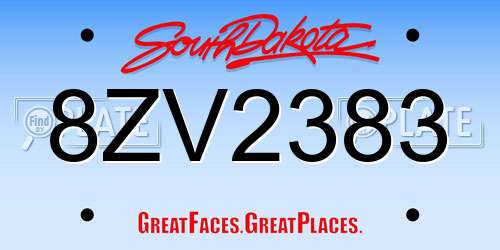 8ZV2383 South Dakota License Plate