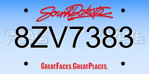 8ZV7383 South Dakota License Plate