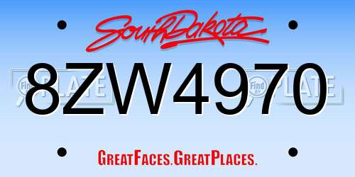 8ZW4970 South Dakota License Plate