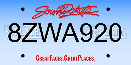8ZWA920 South Dakota License Plate
