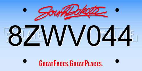 8ZWV044 South Dakota License Plate