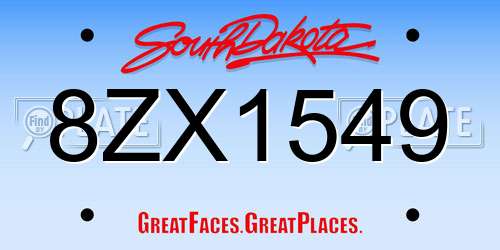 8ZX1549 South Dakota License Plate