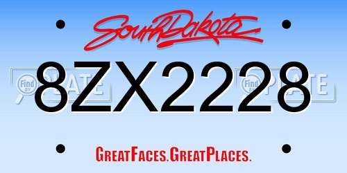 8ZX2228 South Dakota License Plate