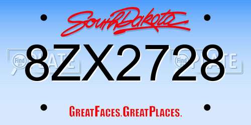 8ZX2728 South Dakota License Plate