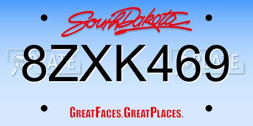 8ZXK469 South Dakota License Plate