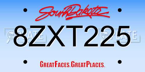 8ZXT225 South Dakota License Plate