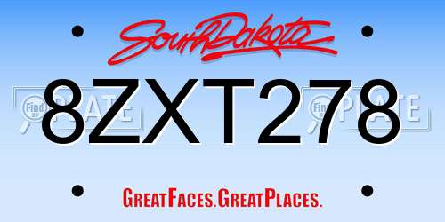8ZXT278 South Dakota License Plate