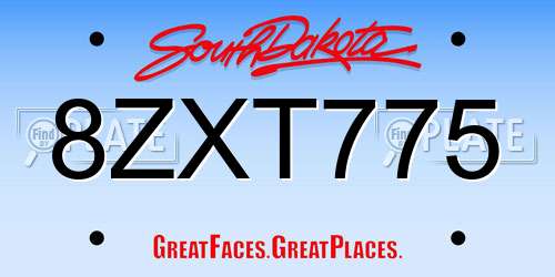 8ZXT775 South Dakota License Plate