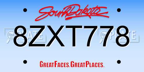 8ZXT778 South Dakota License Plate
