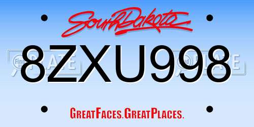 8ZXU998 South Dakota License Plate