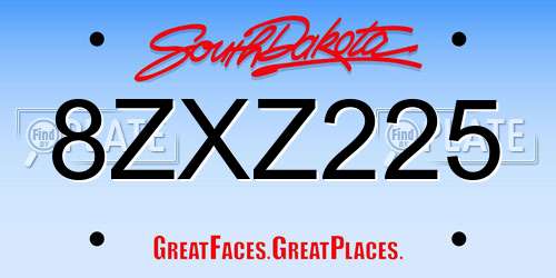 8ZXZ225 South Dakota License Plate